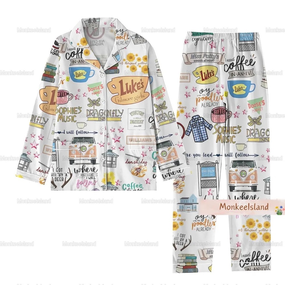 New Never Worn Gilmore Girls Pajamas Set Stars Hollow Pajamas, Lukes Dinner